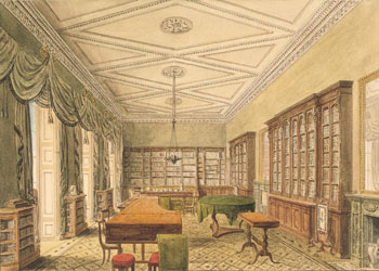 Watercolour of the library by John Chessel Buckler, 1820