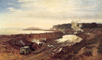 The Excavation of the Manchester Ship Canal, Eastham Cutting, 1891 by Benjamin Williams Leader, R.A