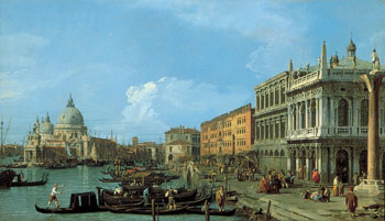 The Molo looking West, with the Dogana and S. Maria della Salute, Venice by Canaletto